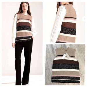 New with tags COPENHAGEN striped sleeveless warm & cozy sweater vest. Wool blend